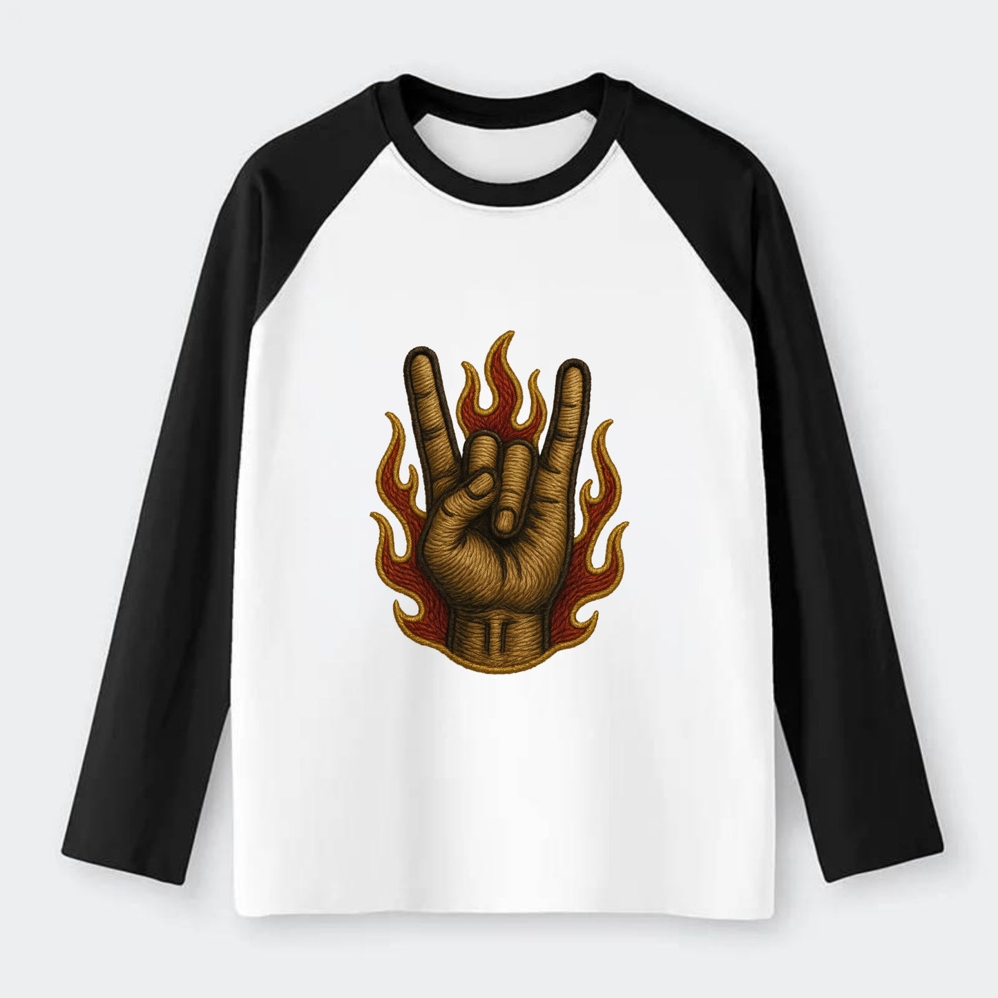 Devil Horns  - Raglan Long Sleeve T-Shirt - Black