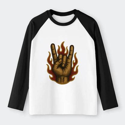 Devil Horns  - Raglan Long Sleeve T-Shirt - Black