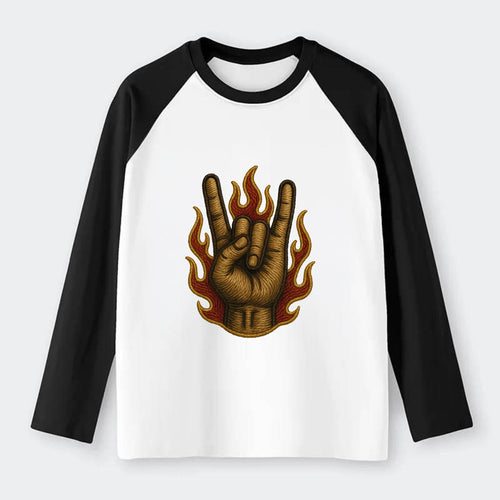 Devil Horns  - Raglan Long Sleeve T-Shirt
