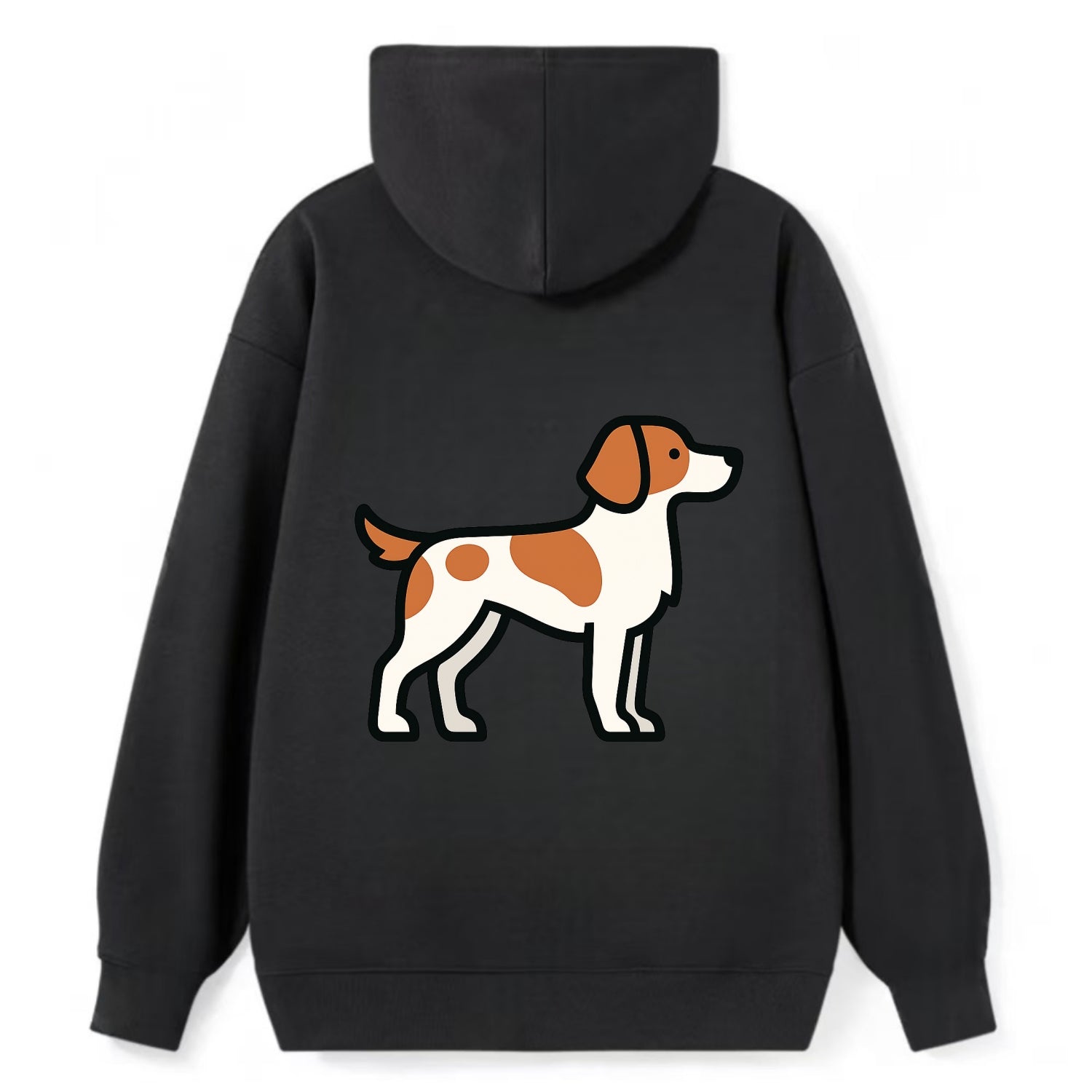 Brittany Spaniel - Orange and white flat side profile - Classic Pullover Hoodie - Black