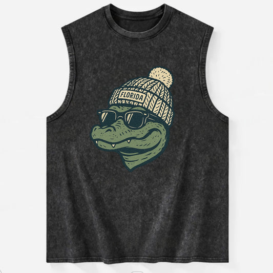 Gainesville Gator wearing Florida beanie - Vintage Washed Tank - Black