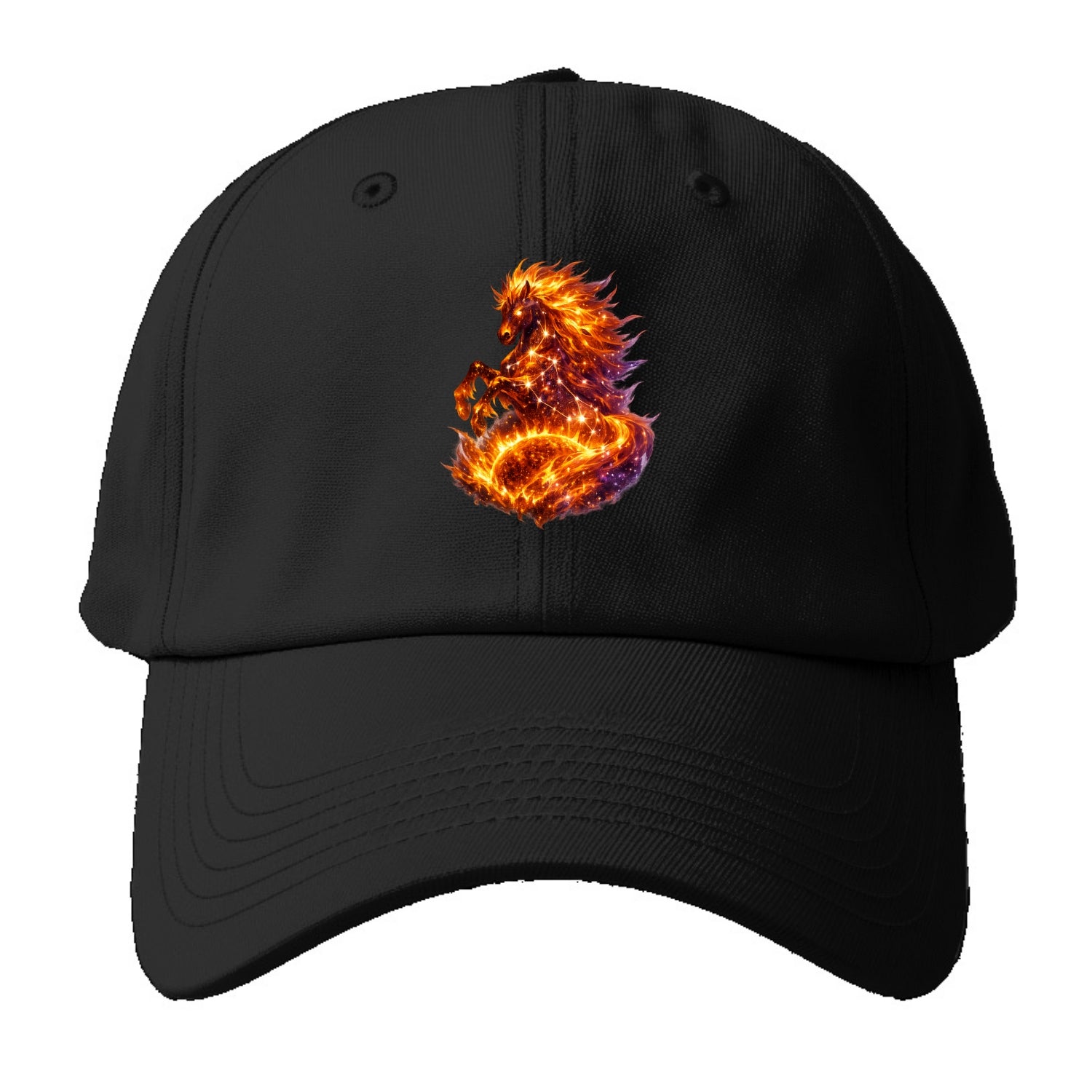 SOLAR FLARE | Horse emerging from the sun | Solar corona mane | Star power | Cosmic - Baseball Cap - Black