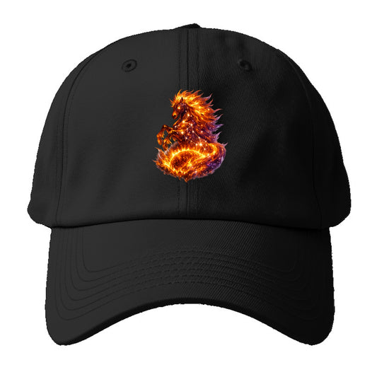SOLAR FLARE | Horse emerging from the sun | Solar corona mane | Star power | Cosmic - Baseball Cap - Black