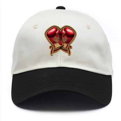 Embroidered patch design - BOXING GLOVES - red boxing gloves crossed in crimson and - Two Tone Cap - Black