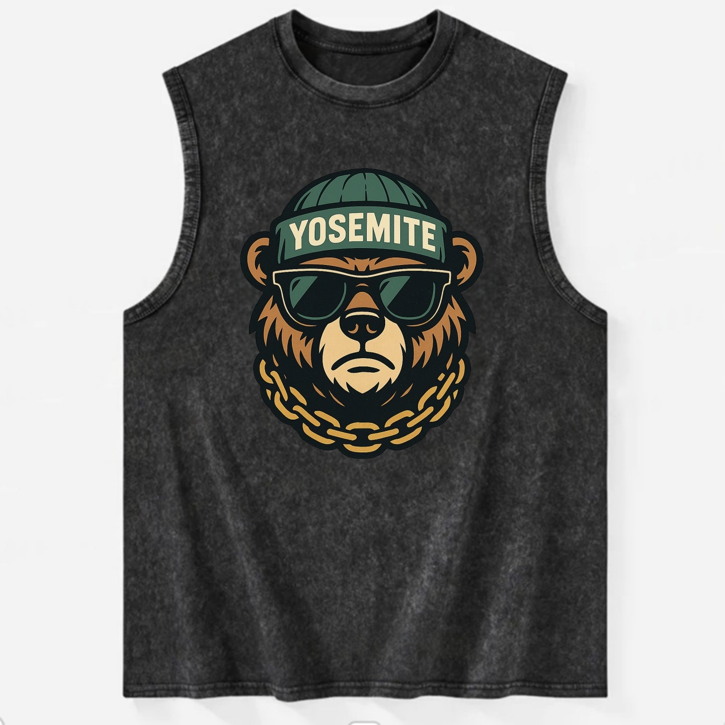 Yosemite Bear - Vintage Washed Tank - Black