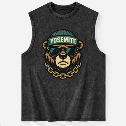 Yosemite Bear - Vintage Washed Tank - Black