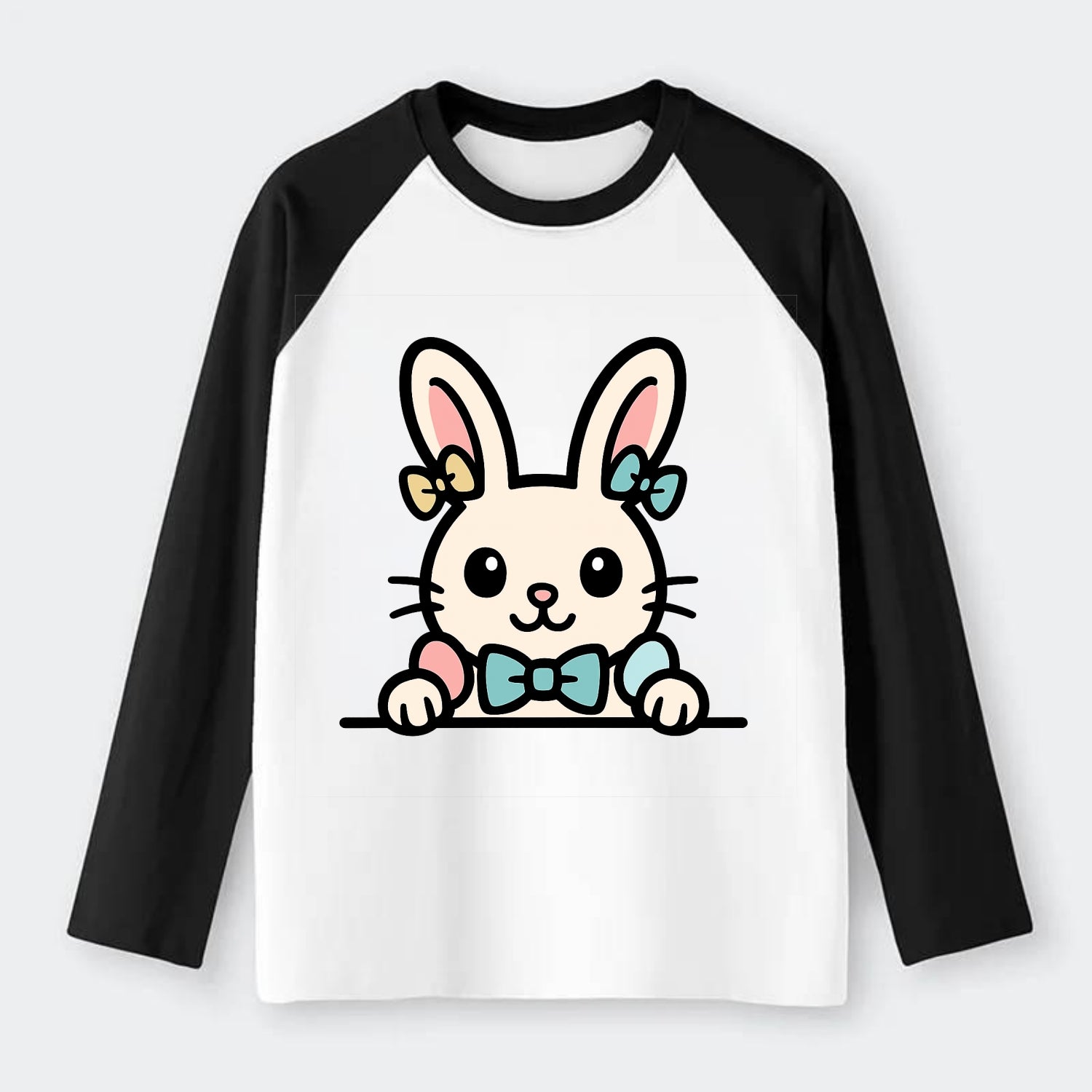 Easter Bunny  - Raglan Long Sleeve T-Shirt - Black