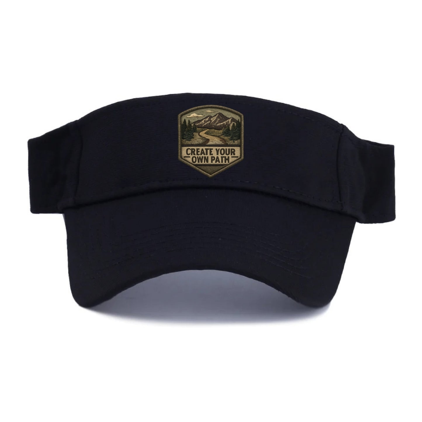 CREATE YOUR OWN PATH - trail with text in brown , independence - Visor - Black