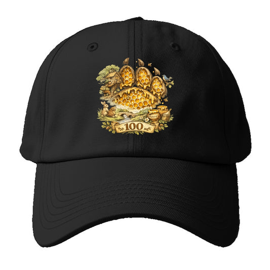 HONEY PAW | Bear paw print filled with honeycomb | Sticky evidence | - Baseball Cap For Big Heads - Black