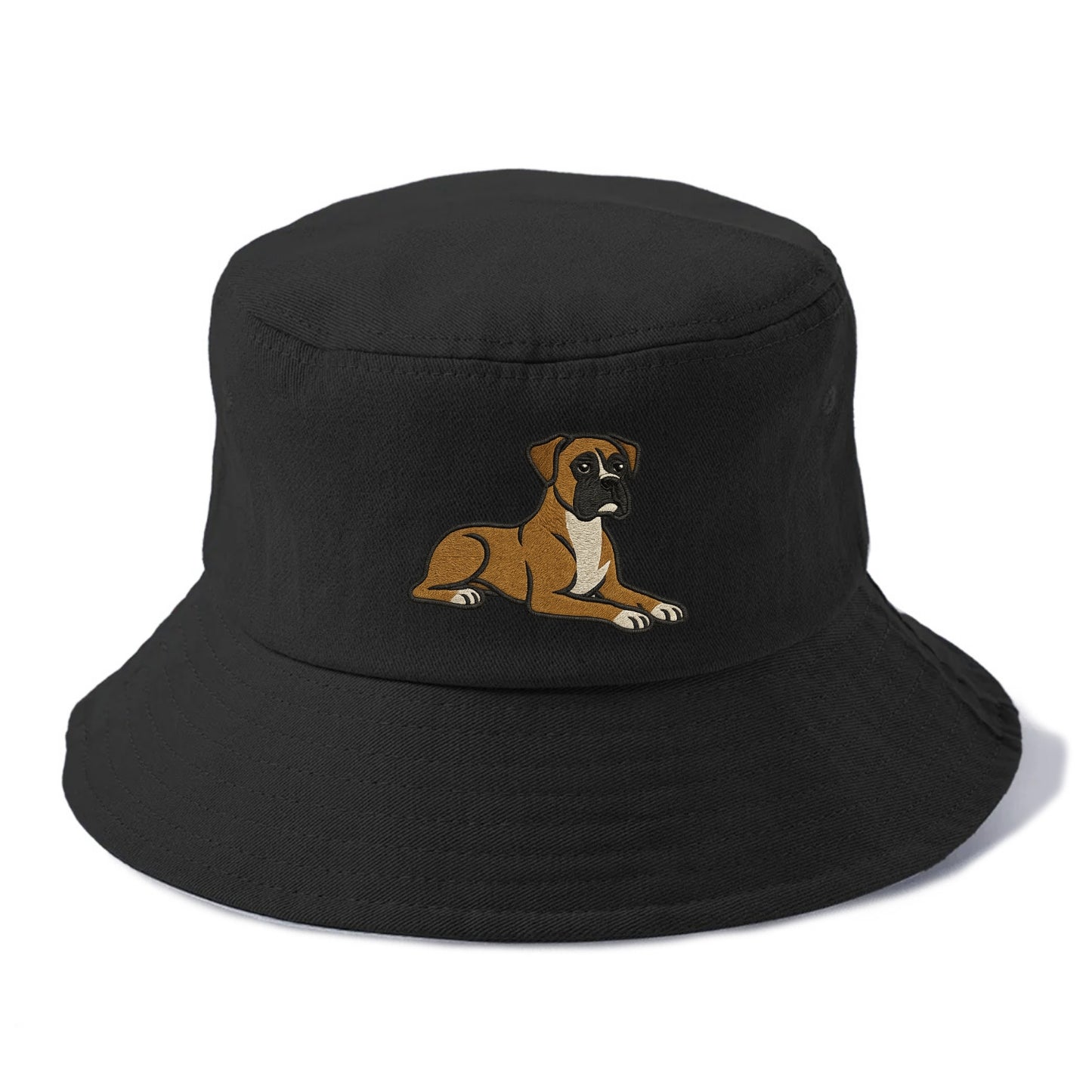 Boxer - Fawn colored relaxed lying down Bucket Hat - Black