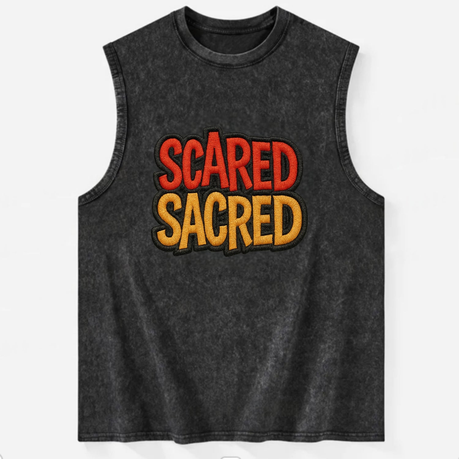 SCARED;SACRED JOURNEY Spiritual Purple Hat - Vintage Washed Tank - Black