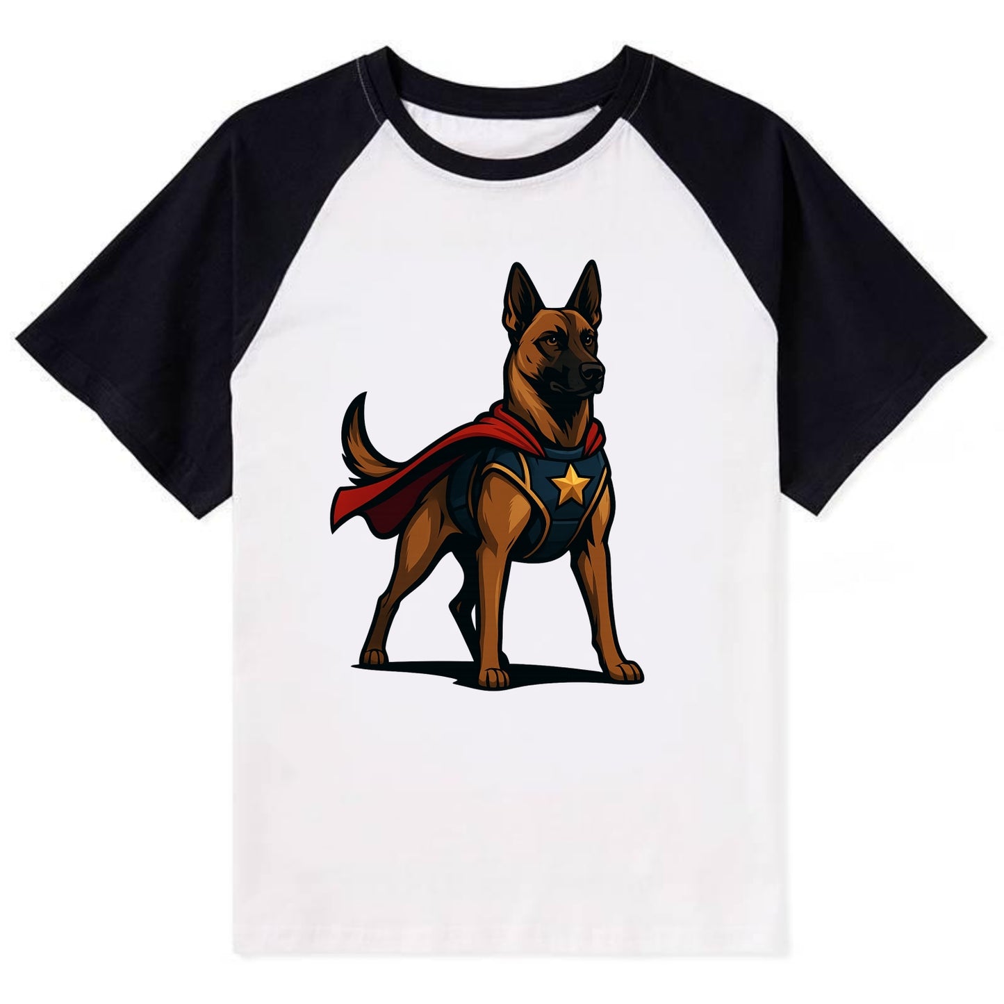 Belgian Malinois Guardian Hero  - Contra Contrast Raglan T-shirt - Black