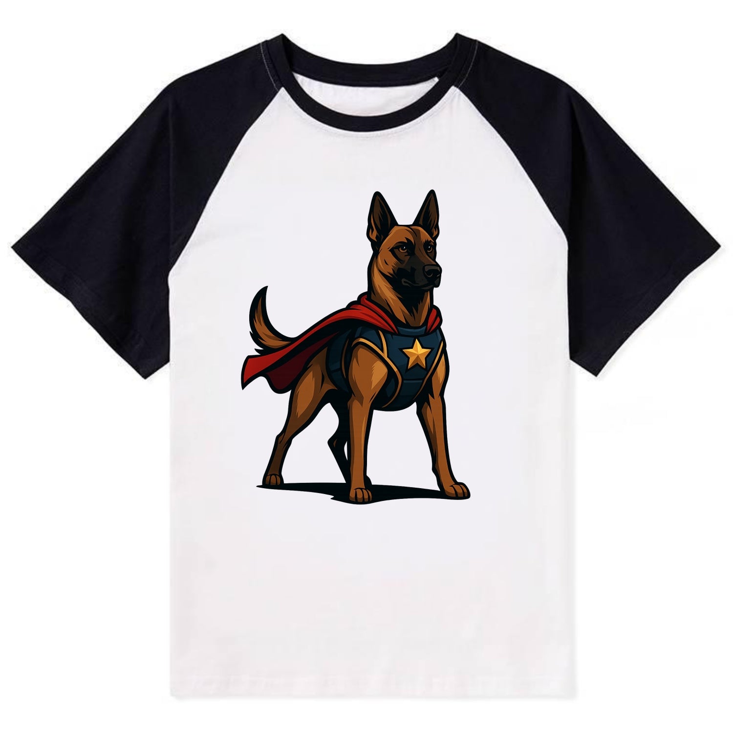 Belgian Malinois Guardian Hero  - Contra Contrast Raglan T-shirt - Black