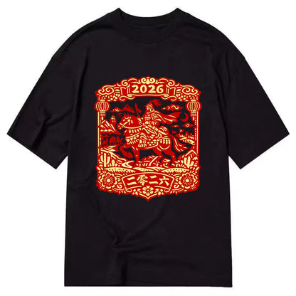 HORSE AND RIDER | Traditional Chinese warrior on horseback | Silk Road journey - Classic T-shirt - Black