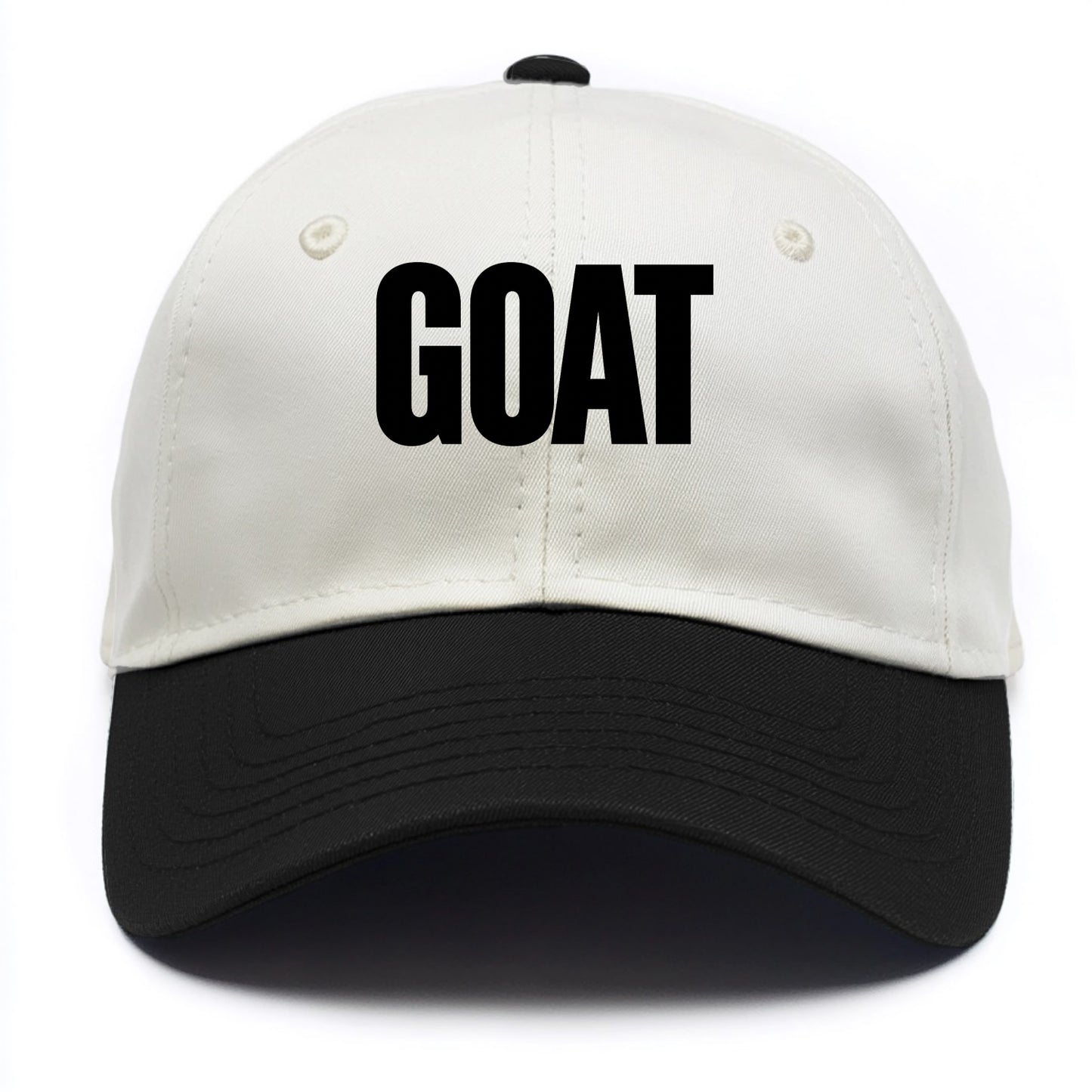 Bold typography design - "GOAT" - greatest of all time - Two Tone Cap - Black