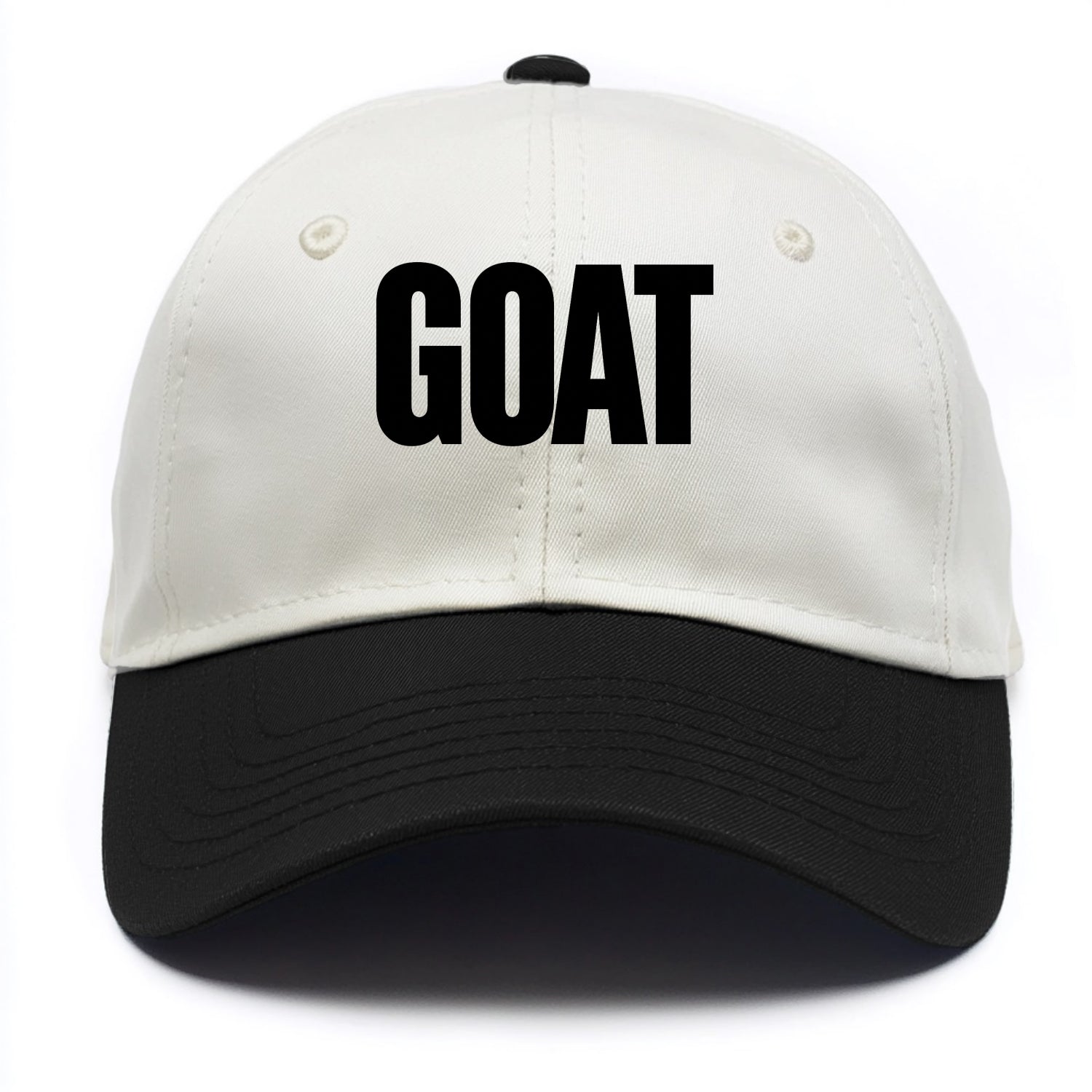 Bold typography design - "GOAT" - greatest of all time - Two Tone Cap - Black