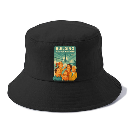Multiple generations celebrating progress together - "Building for Our Children" - - Bucket Hat - Black