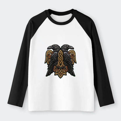 Odin's Ravens - Raglan Long Sleeve T-Shirt - Black