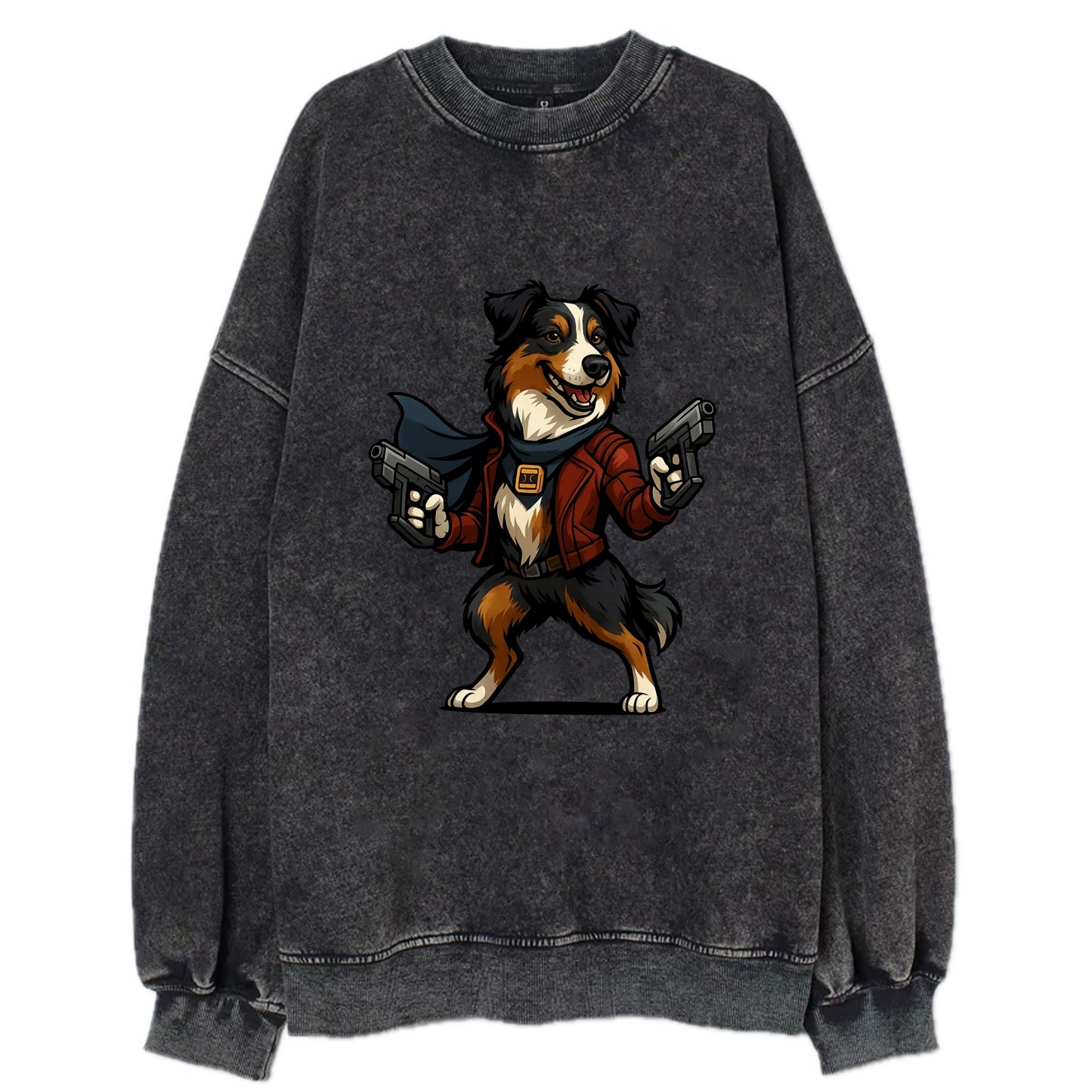 Australian Shepherd Star-Lord  - Vintage - Vintage Sweatshirt - Black