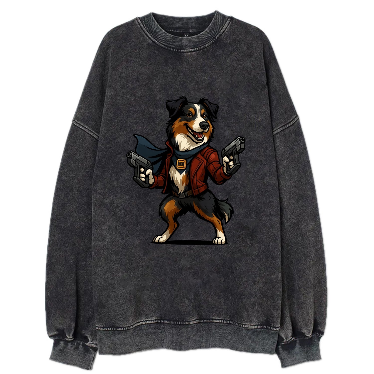 Australian Shepherd Star-Lord  - Vintage - Vintage Sweatshirt - Black