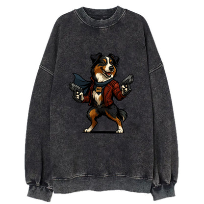 Australian Shepherd Star-Lord  - Vintage - Vintage Sweatshirt - Black