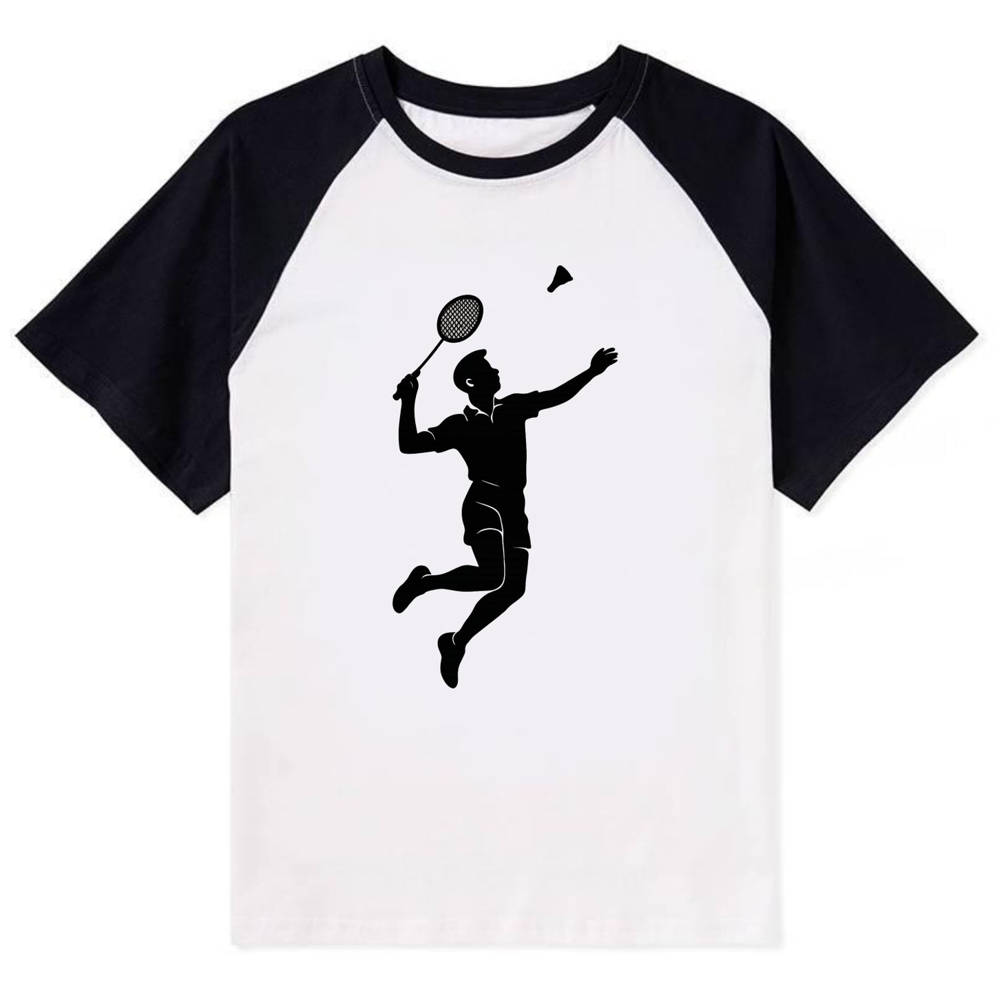 Badminton player jumping for a smash - Contrast Raglan T-shirt - Black