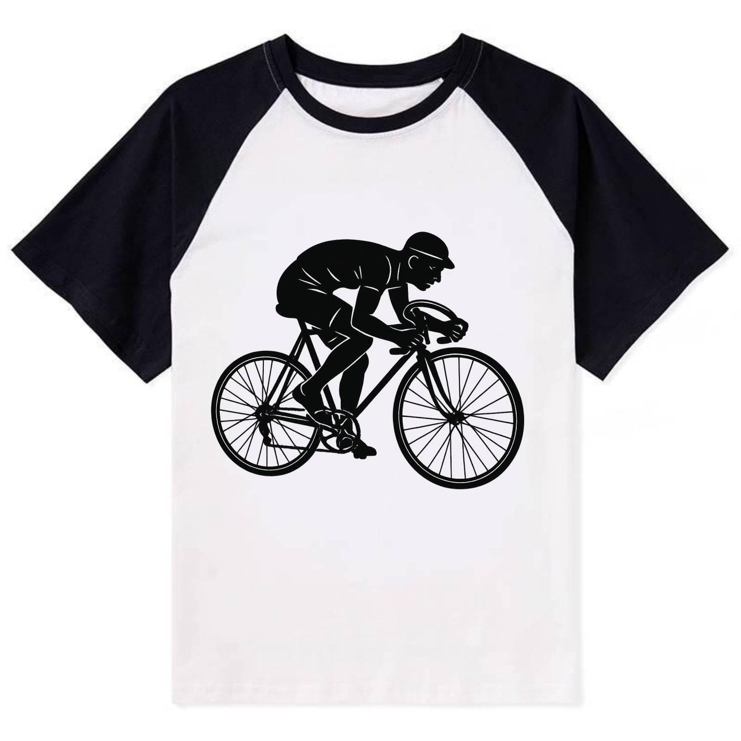 Cyclist sprinting in racing position - Contrast Raglan T-shirt - Black