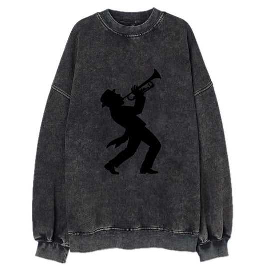 Trumpet player hitting high note - Vintage Sweatshirt - Black