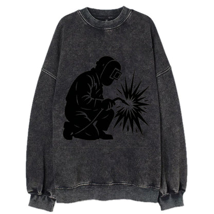 Welder sparks flying dramatically - Vintage Sweatshirt - Black