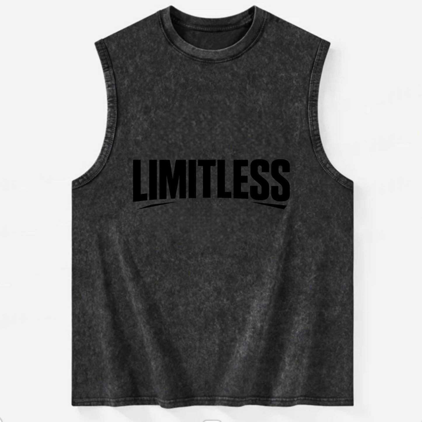 Bold typography design - "LIMITLESS" - no boundaries, infinite potential - Vintage Washed Tank - Black