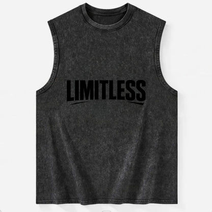 Bold typography design - "LIMITLESS" - no boundaries, infinite potential - Vintage Washed Tank - Black