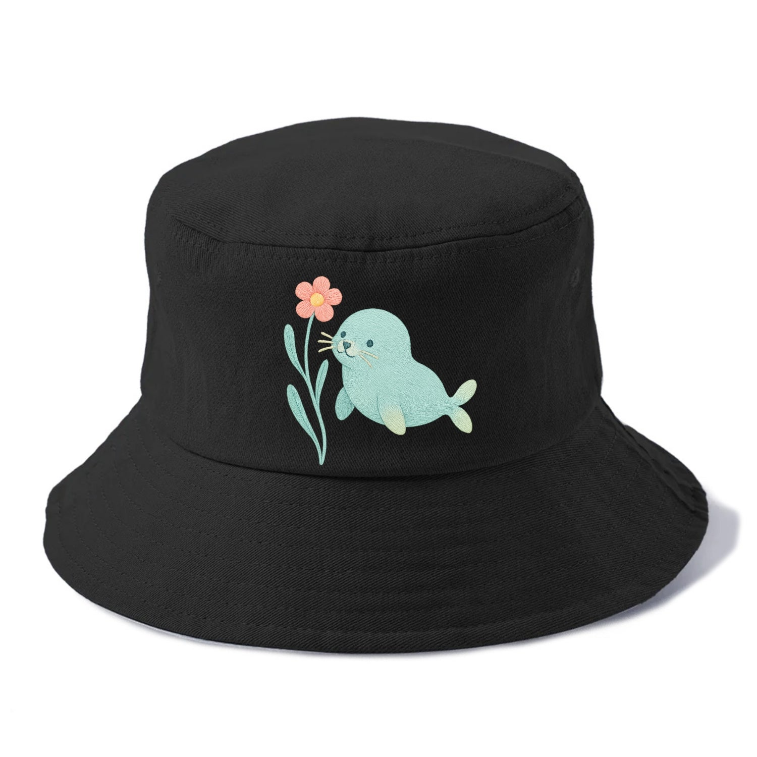 Mint Seal Pup - Bucket Hat - Black