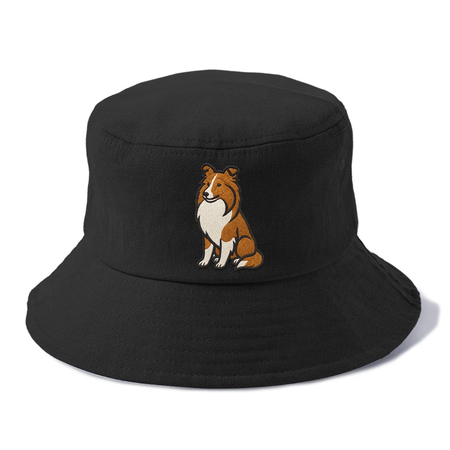 Shetland Sheepdog - Sable and white embr Bucket Hat - Black
