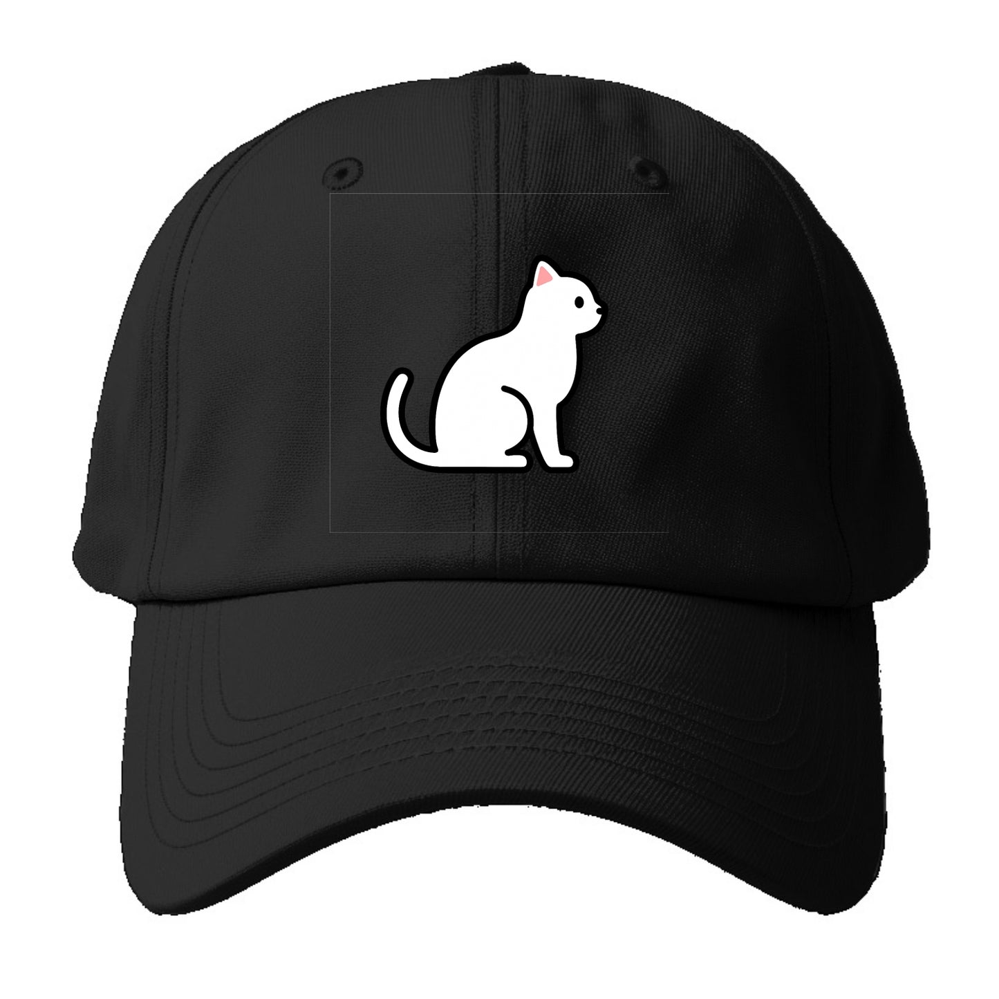 Domestic Shorthair - White classic flat side profile - Baseball Cap - Black