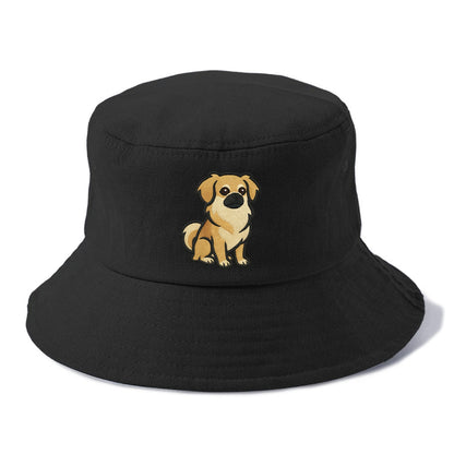 Tibetan Spaniel - Fawn small dog embroidered design - Bucket Hat - Black