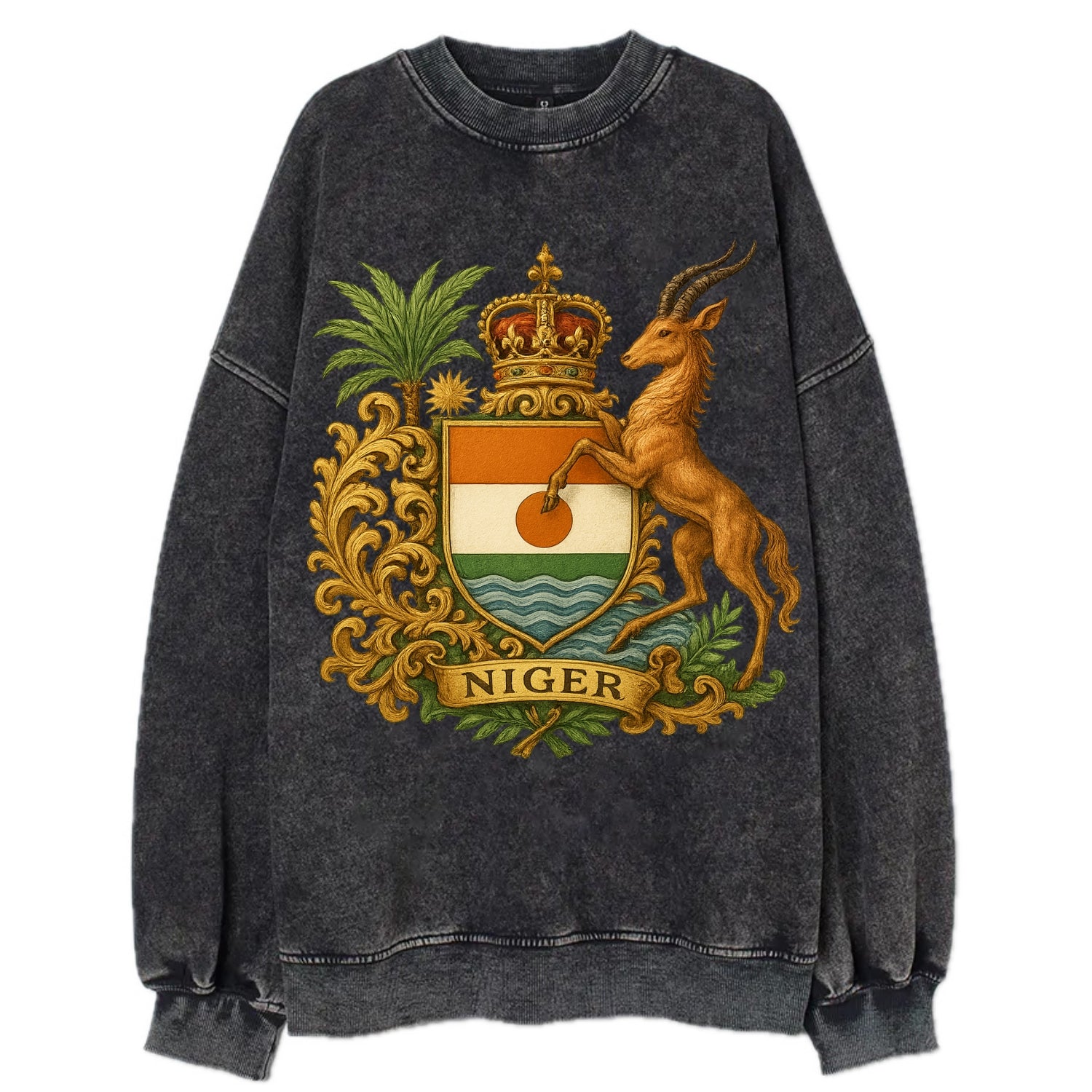 Niger Heritage Badge  - Vintage Sweatshirt - Black