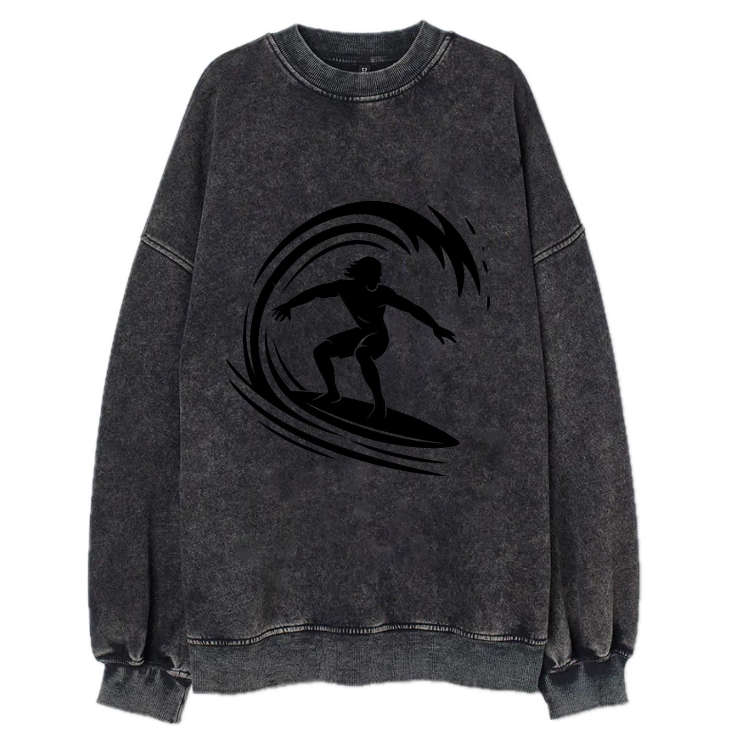 Hawaiian surfer riding big wave - Vintage Sweatshirt - Black