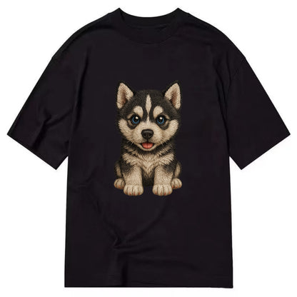 Baby Siberian Husky Puppy - blue or bi-colored eyes, fluffy coat, wolf-like, - Classic T-shirt - Black