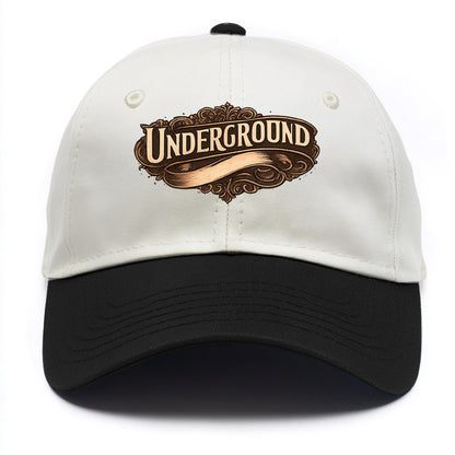 Bold typography design - "UNDERGROUND" - hidden scene, alternative - Two Tone Cap - Black