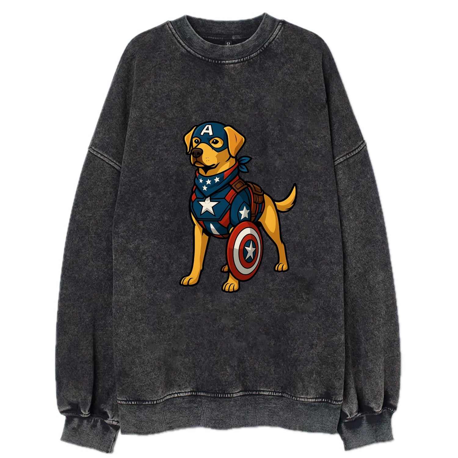 Labrador Captain America  - Vintage Sweatshirt - Black
