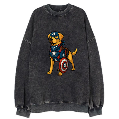 Labrador Captain America  - Vintage Sweatshirt - Black
