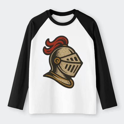 Knight Helmet  - Raglan Long Sleeve T-Shirt - Black
