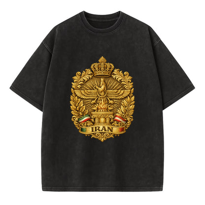 Iran Fire Temple Emblem - Vintage T-shirt - Black