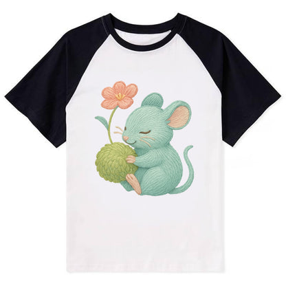 Mint Mouse - Contrast Raglan T-shirt - Black