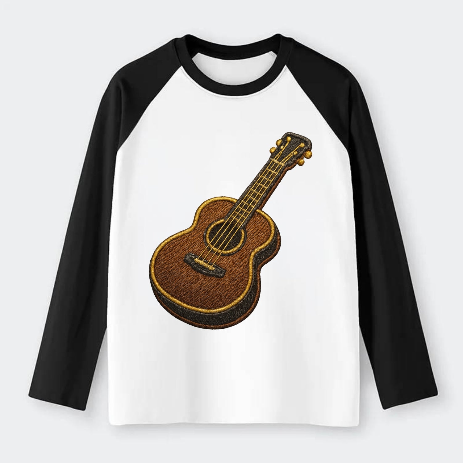 Vintage Guitar  - Raglan Long Sleeve T-Shirt - Black