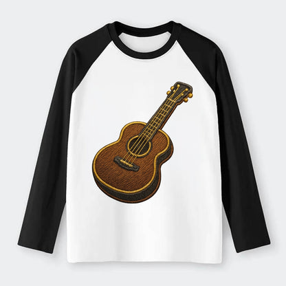 Vintage Guitar  - Raglan Long Sleeve T-Shirt - Black