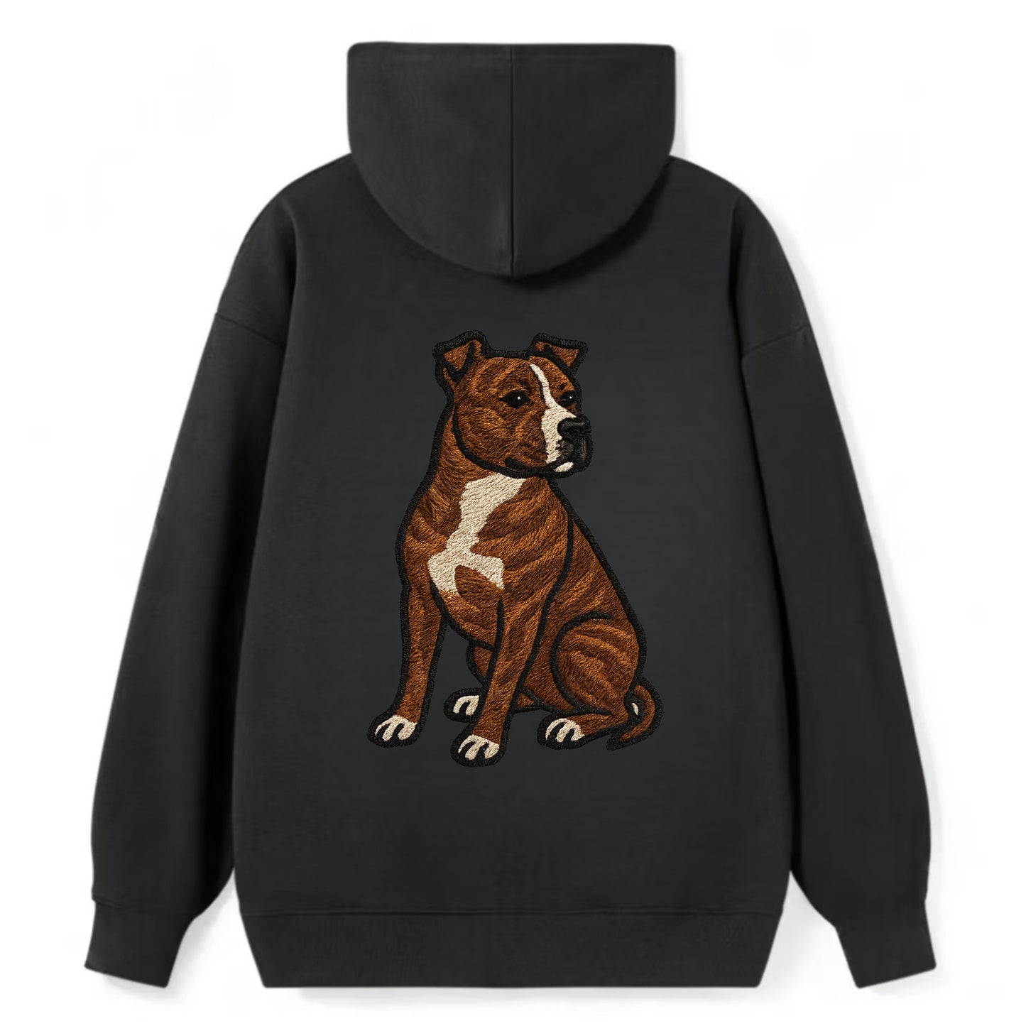 American Staffordshire Terrier - Brindle embroidered pose - Classic Pullover Hoodie - Black