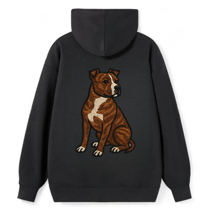 American Staffordshire Terrier - Brindle embroidered pose - Classic Pullover Hoodie - Black