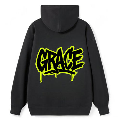 Bold typography design - "GRACE" - elegance under pressure, divine favor - Classic Pullover Hoodie - Black