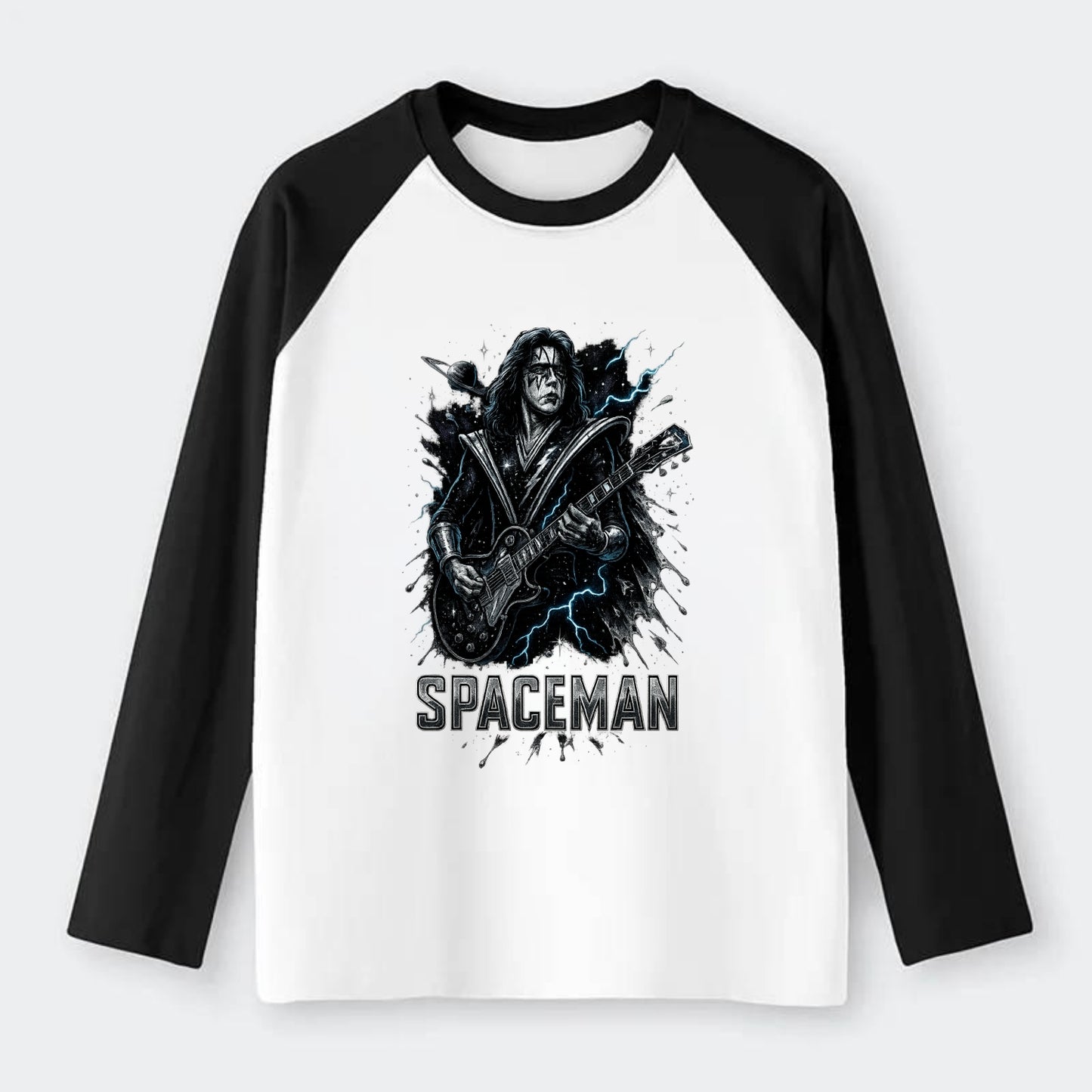 Silver Splash - Raglan Long Sleeve T-Shirt - Black